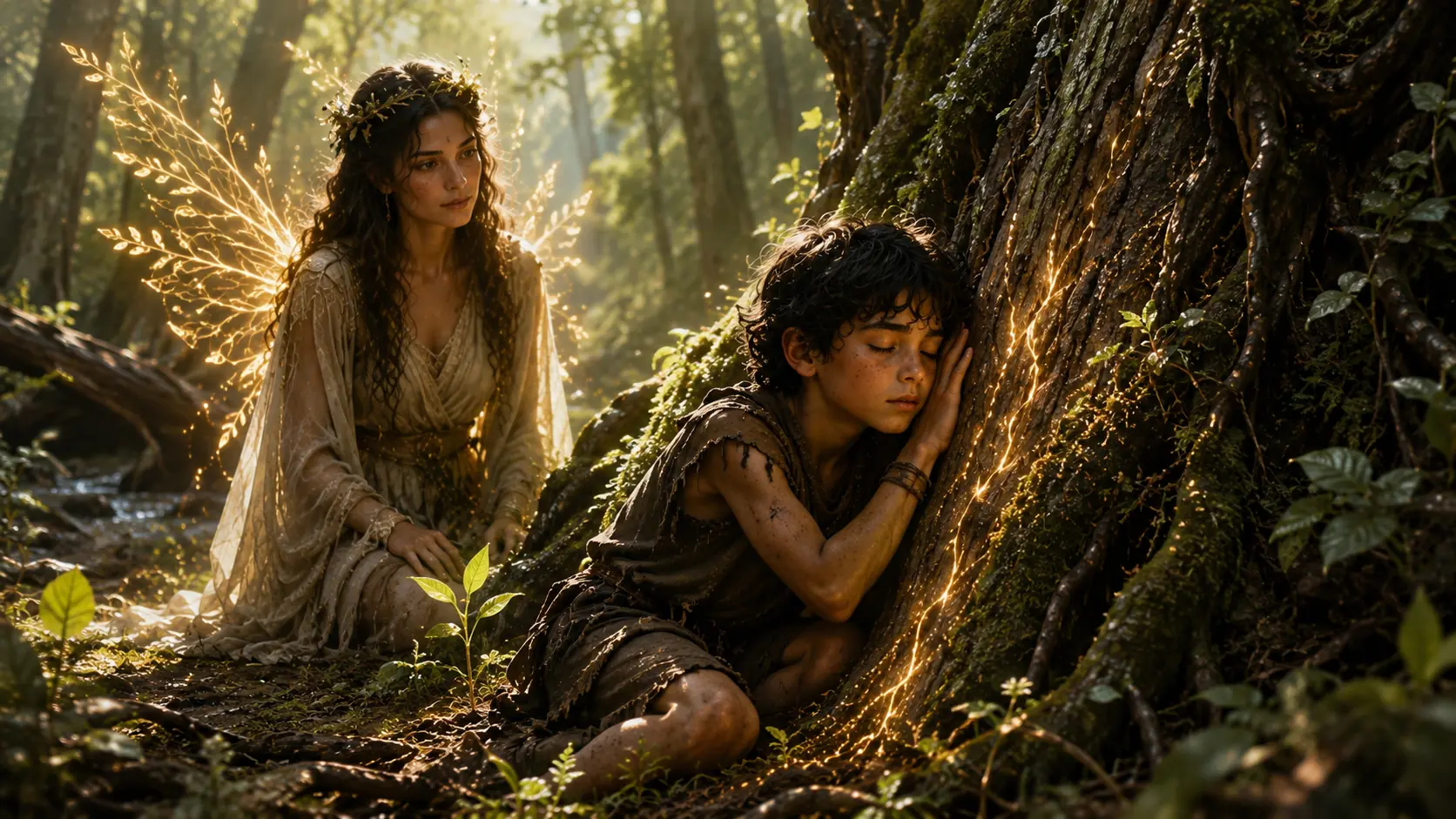 L'enfant écoute l'arbre